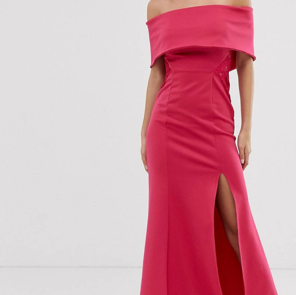 Laced Scuba bardot Maxi Dress